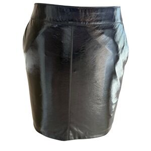 VERO MODA Wmns XS Black Skirt Faux Patent Leather Shiny Vinyl Mini Skirt ModCore